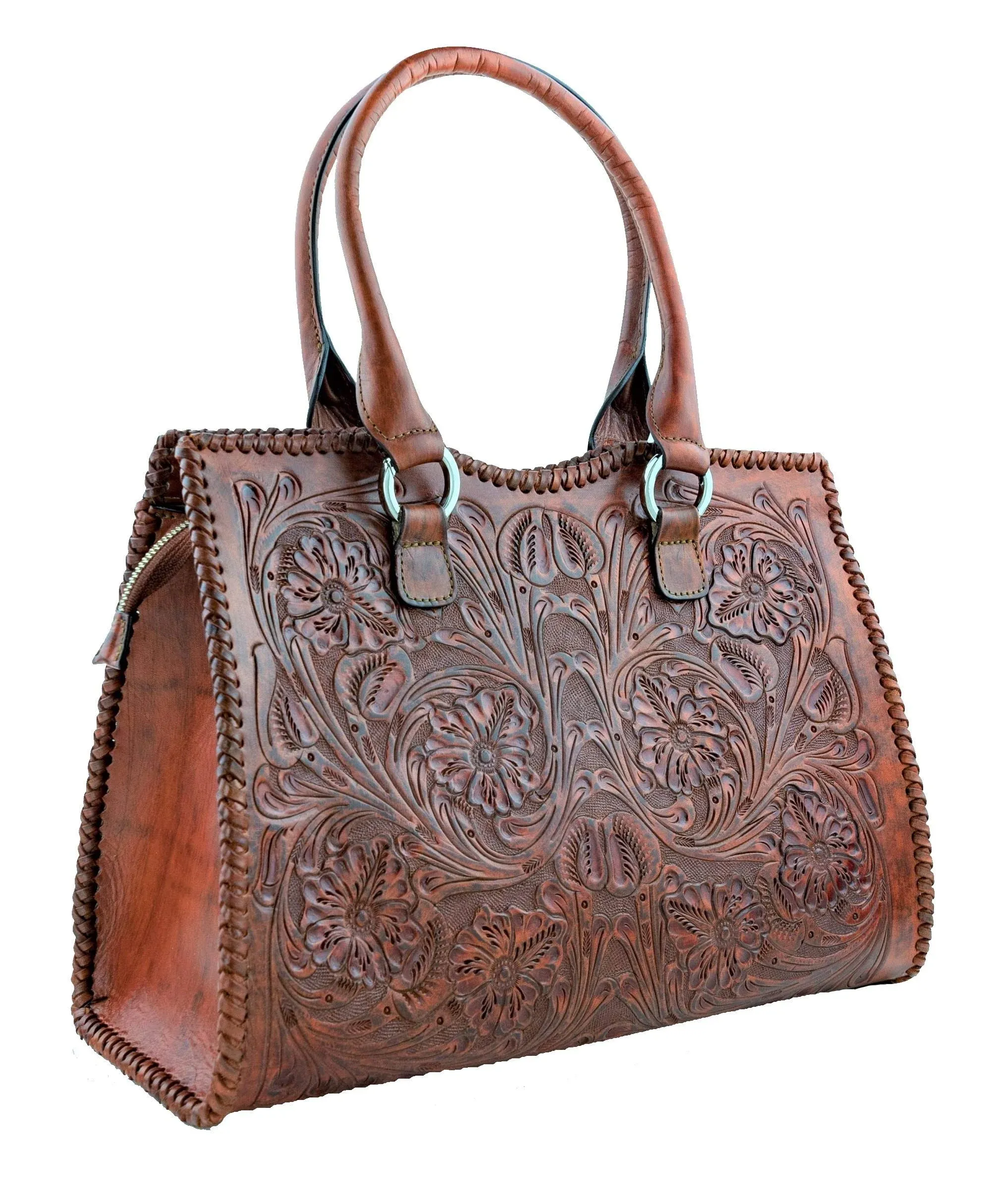 Mauzari Tooled Leather Shoulder Bag Tote for Women