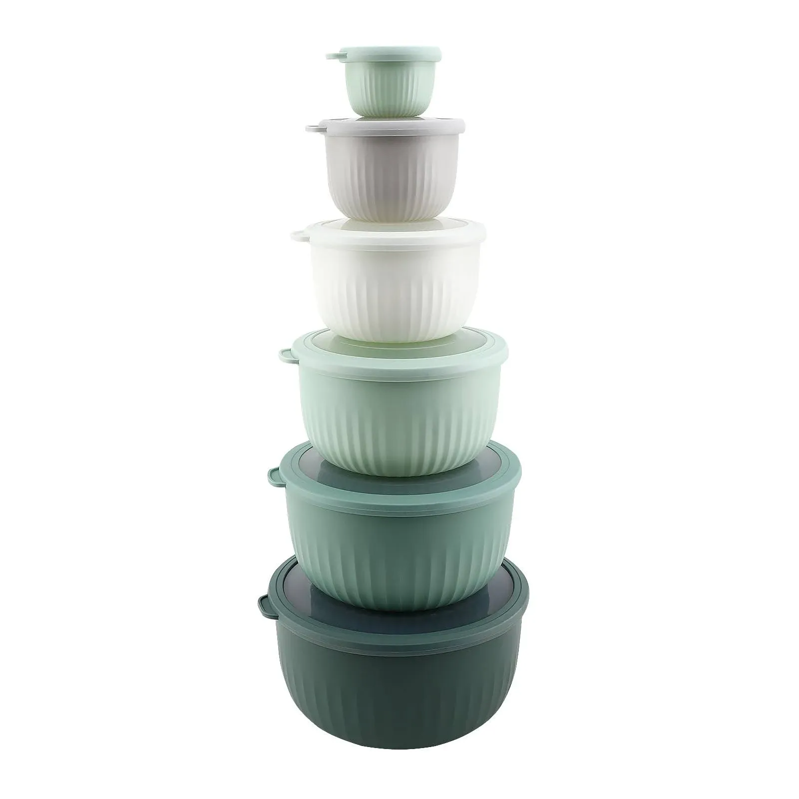 Cook with Color Prep Bowls with Lids- Deep Mixing Bowls Nesting Plastic Small Mixing Bowl Set with Lids (Sage)