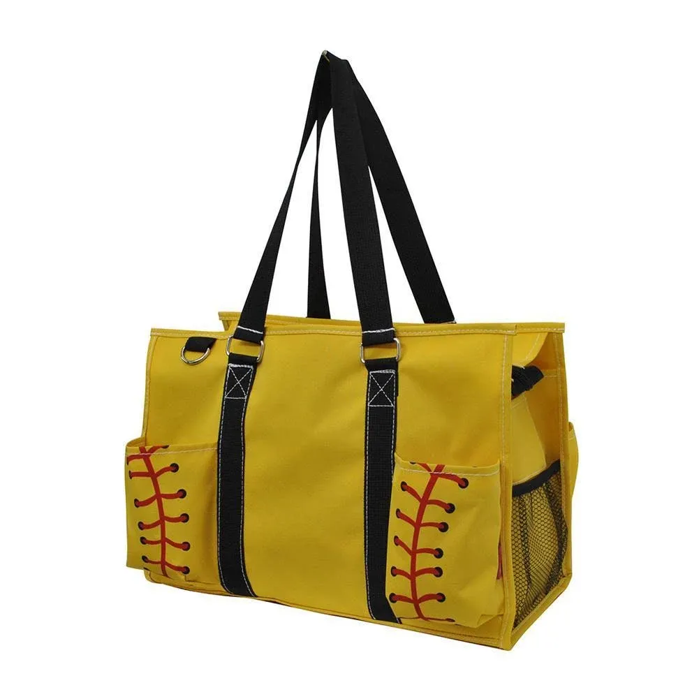 Softball Yellow NGIL Zippered Caddy Large Organizer Tote Bag