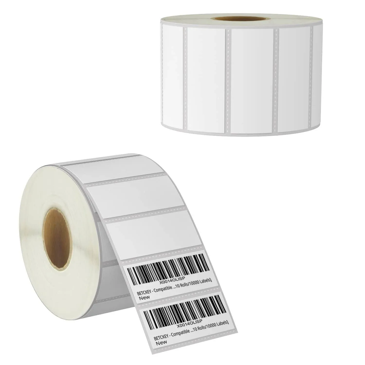 BETCKEY - 2.5" x 1" (64 mm x 25 mm) Multipurpose & Barcode Labels Compatible with Zebra & Rollo Label Printer,Premium Adhesive & Perforated [2 Rolls, 2760 Labels]