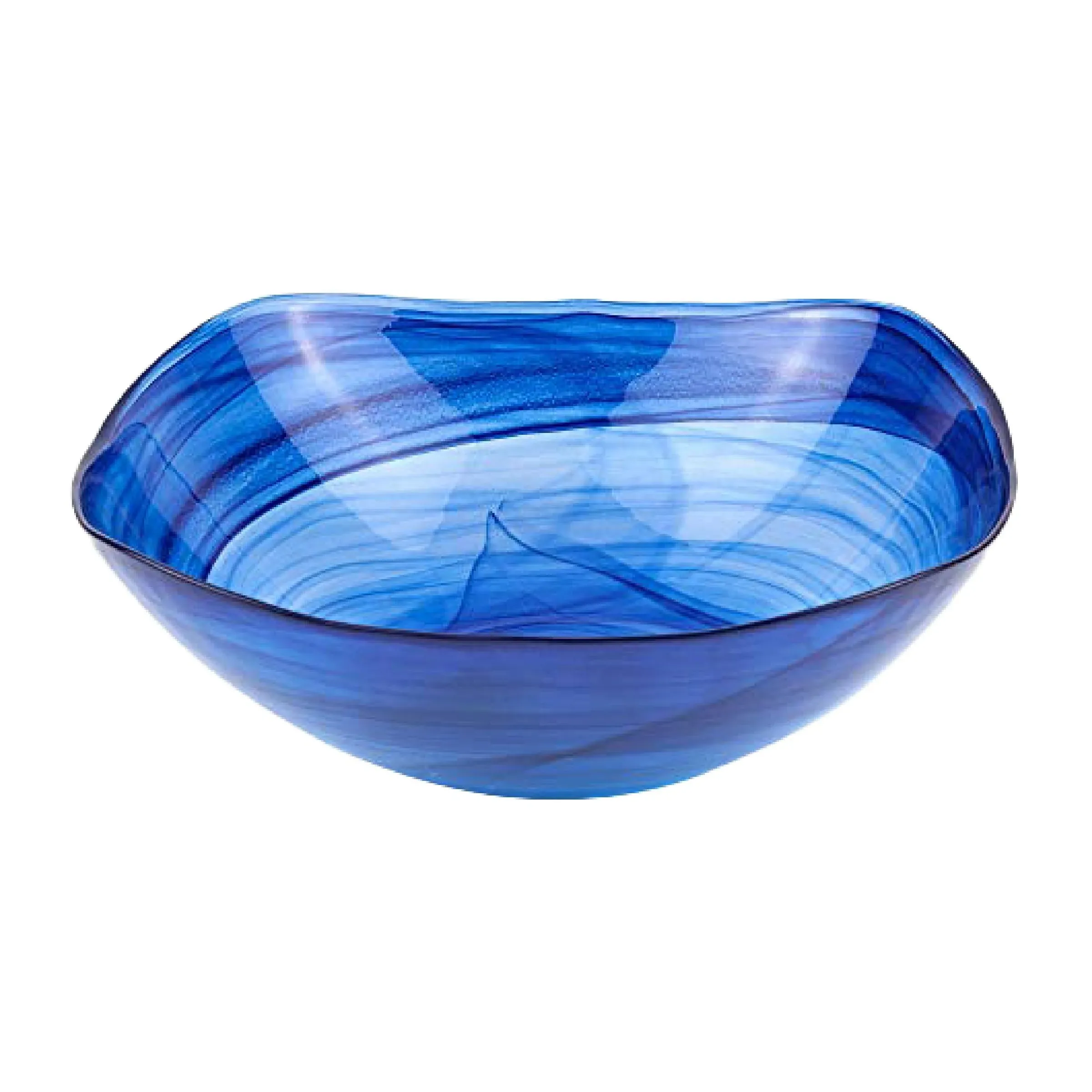 Badash Alabaster Square Glass Bowl, Cobalt Blue - 10"