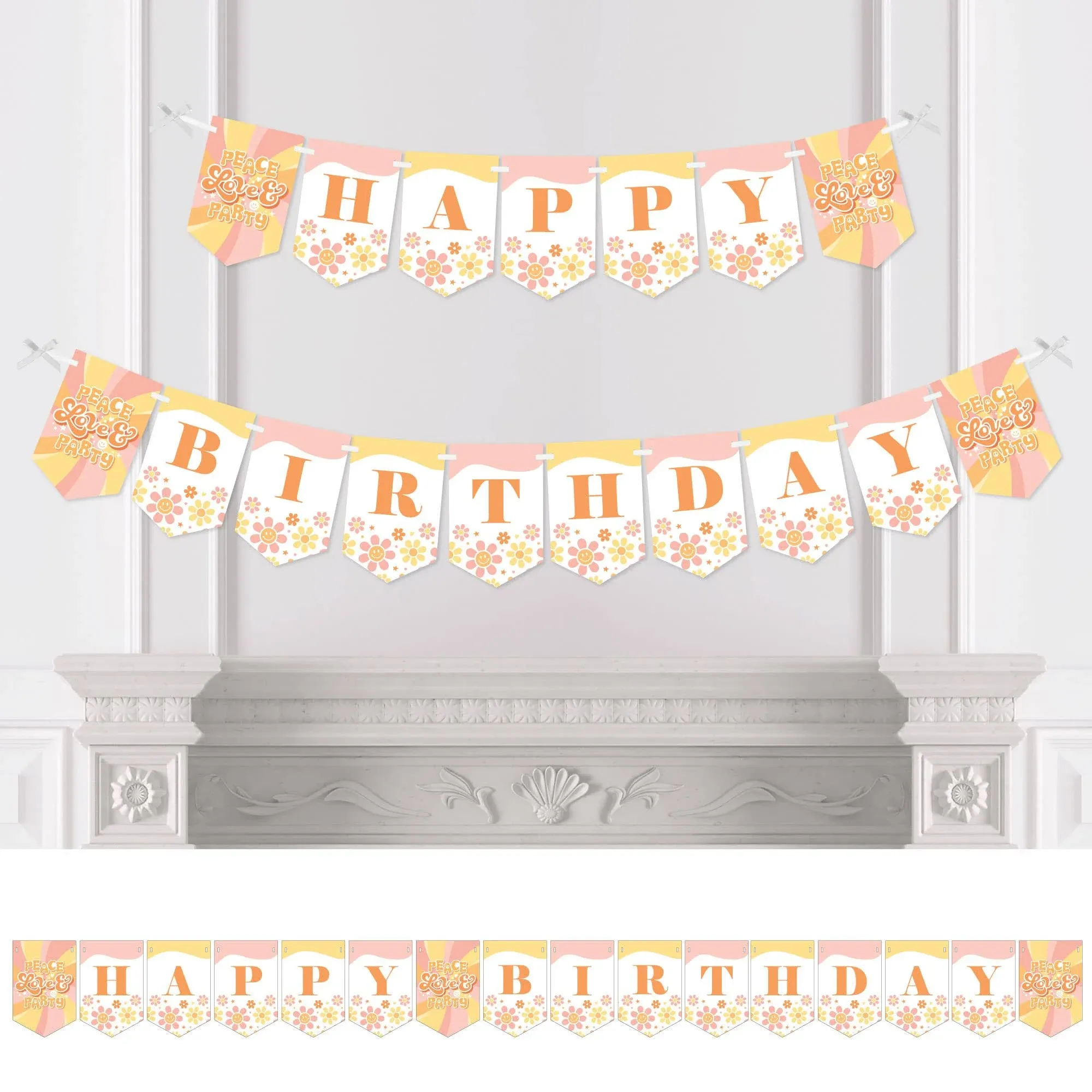 Stay Groovy Hippie Birthday Party Bunting Banner - Happy Birthday