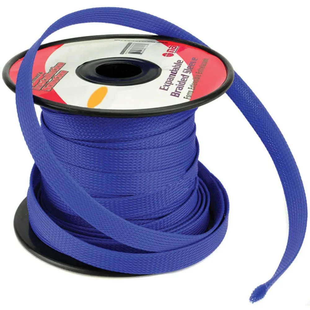 BLUE 1/4 100FT EXPANDABLE FLEX SLEEVE WIRING HARNESS LOOM WIRE COVER