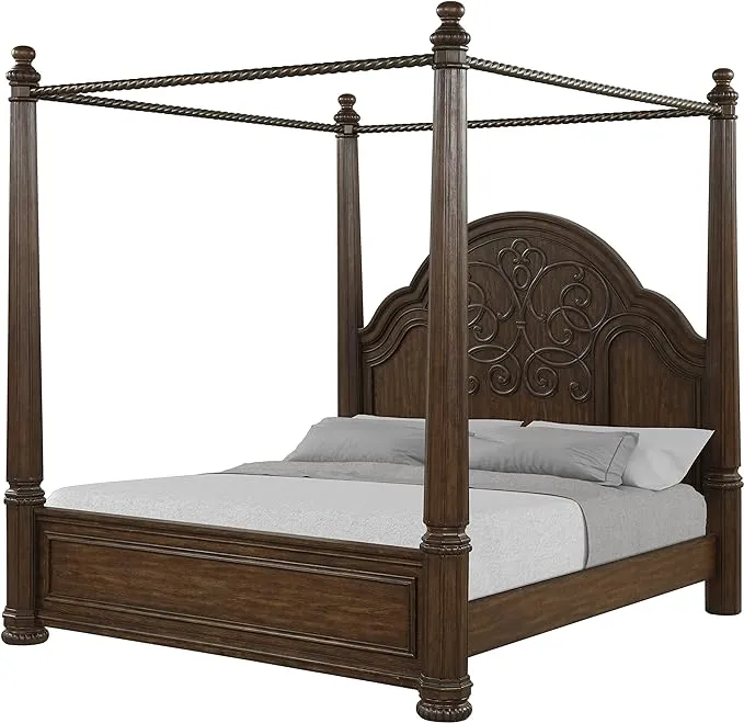 Finch Warm Mahogany Queen Canopy Bed