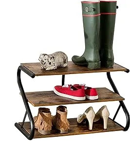 Honey-Can-Do Rustic Z-Frame Shoe Rack Brown