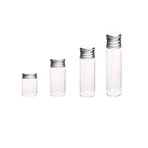 10pcs Glass Sealed Bottle with Screw Aluminum Cap Clear Tiny Empty Sample Vials ...