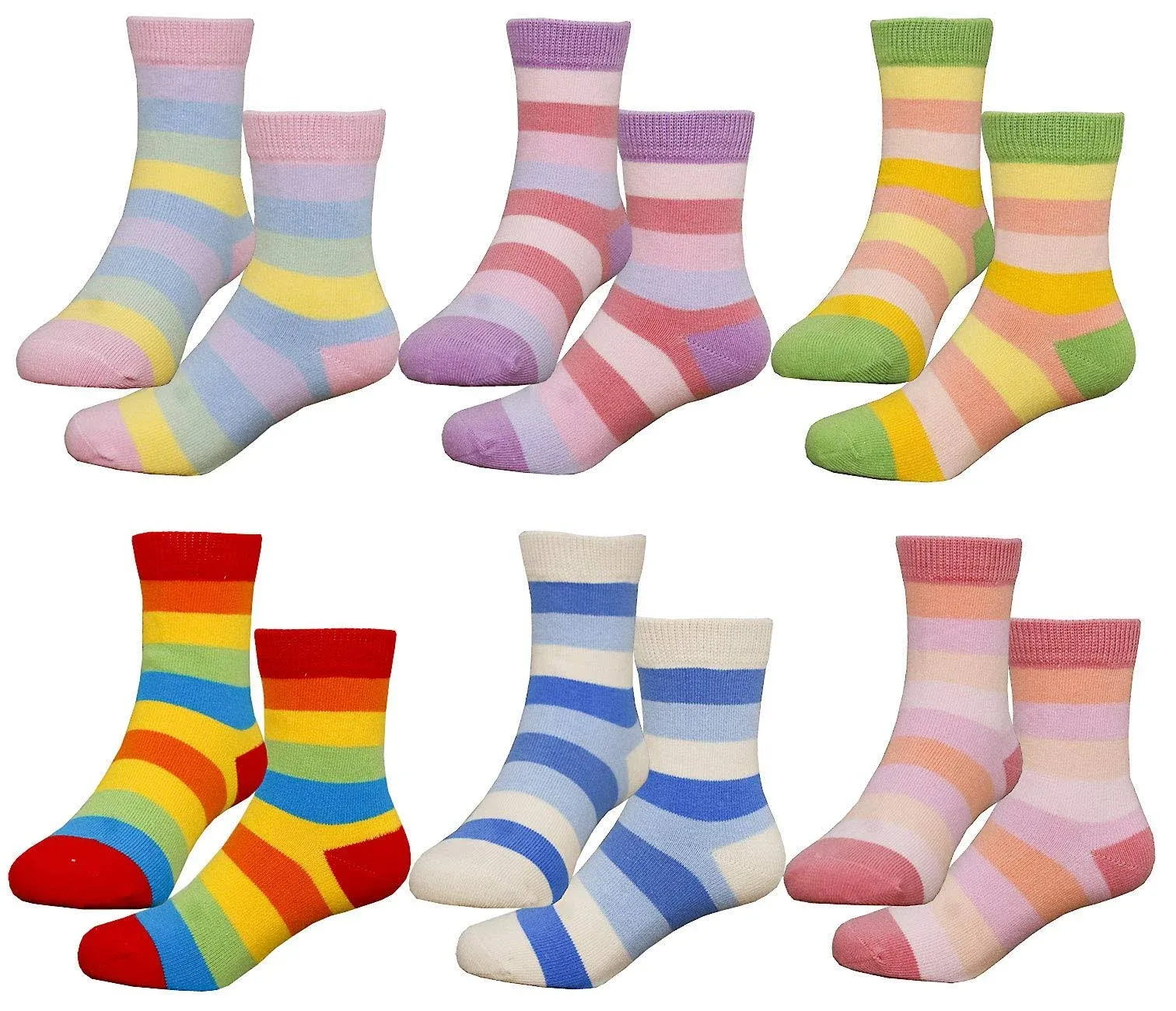 Hzcojulo Kids Toddler Big Little Girls Fashion Cotton Crew Cute Fun Socks -6 Pair Pack