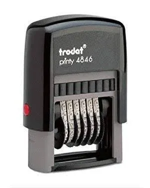 Trodat .125" x .6875" 6 Digit Self-Inking Numberer Rubber Stamp (Red)