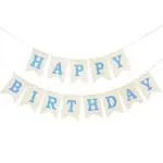 Blue Happy Birthday Banner, Assembled Burlap Happy Birthday Sign for Birthday Party Decorations