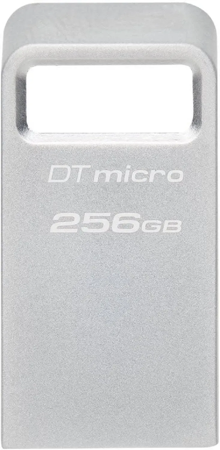 Kingston DataTraveler Micro USB Flash Drive - 256 GB - USB 3.2 (Gen 1) Type A - 200 MB/s Read Speed - Silver - 5 Year Warranty - DTMC3G2/256GB