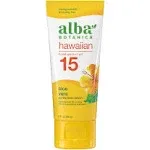 Alba Botanica Sunscreen For Face and Body, Hawaiian Aloe Vera Sunscreen Lotion, Broad Spectrum SPF 15 Sunscreen, Water Resistant and Biodegradable, 3