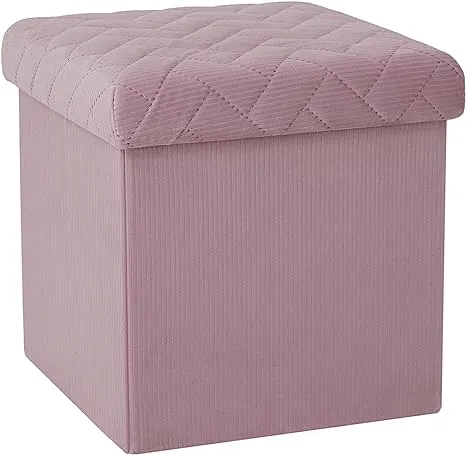 B FSOBEIIALEO Storage Ottoman Bench, Ottoman with Storage Folding Ottomans Cube Seat for Bedroom, 80L Toy Chest Box Storage Chest Long Ottoman Velvet Footstool 30"x15"x15" Grey