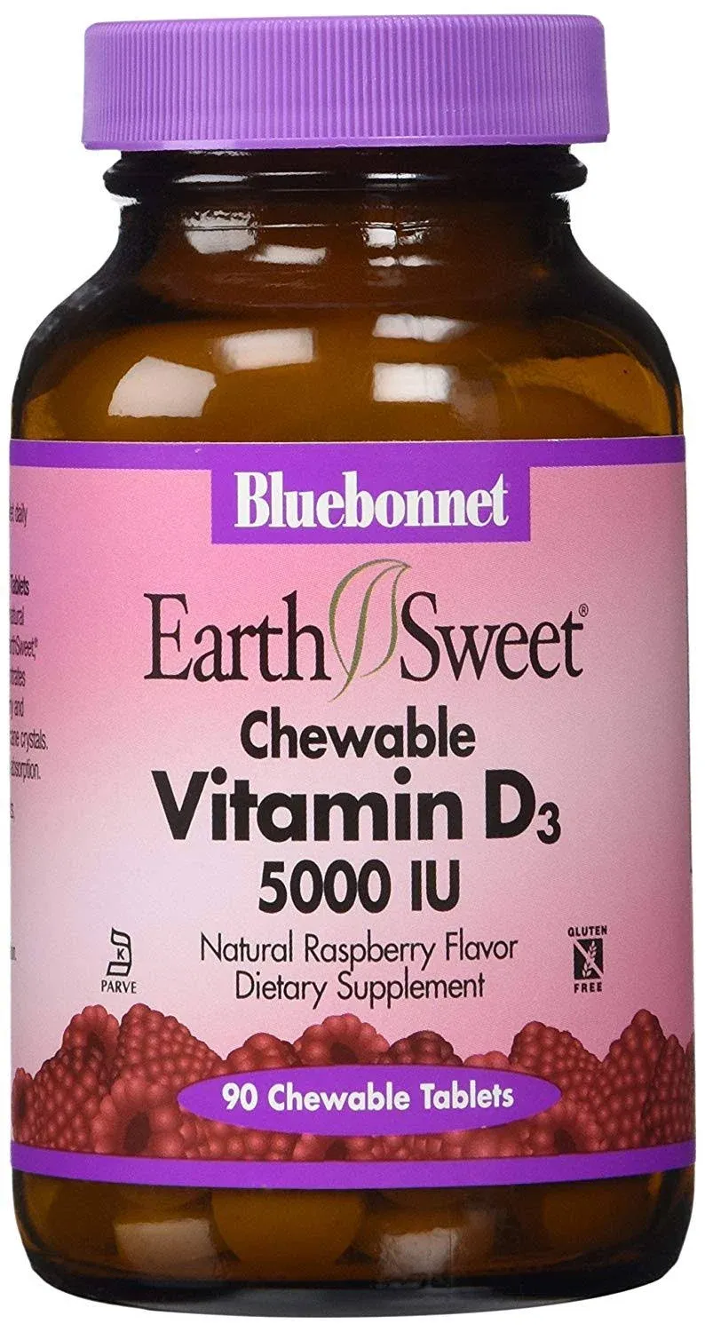 Bluebonnet Nutrition Vitamin D3 5000 IU 90 Chewable Tablets