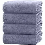 Cosy Family Microfiber 4 Pack Bath Towel Set, Lightweight and Quick Drying, Ultra Soft Highly Absorbent Towels for Bathroom, Gym, Hotel, Beach and Spa (Light Teal)