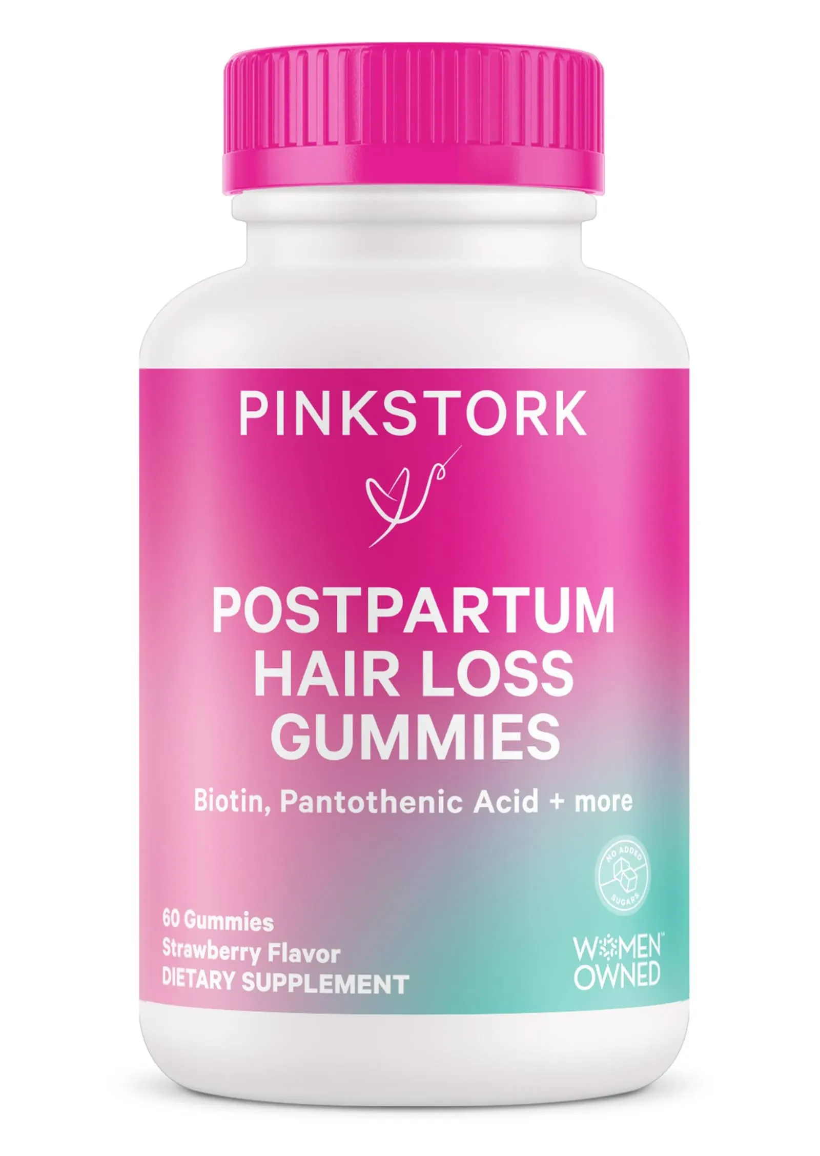 Pink Stork Postpartum Hair Loss Gummies: Hair Skin and Nails Vitamins, Postnatal Vitamins, Biotin for Hair Regrowth & Strengthening, Postpartum