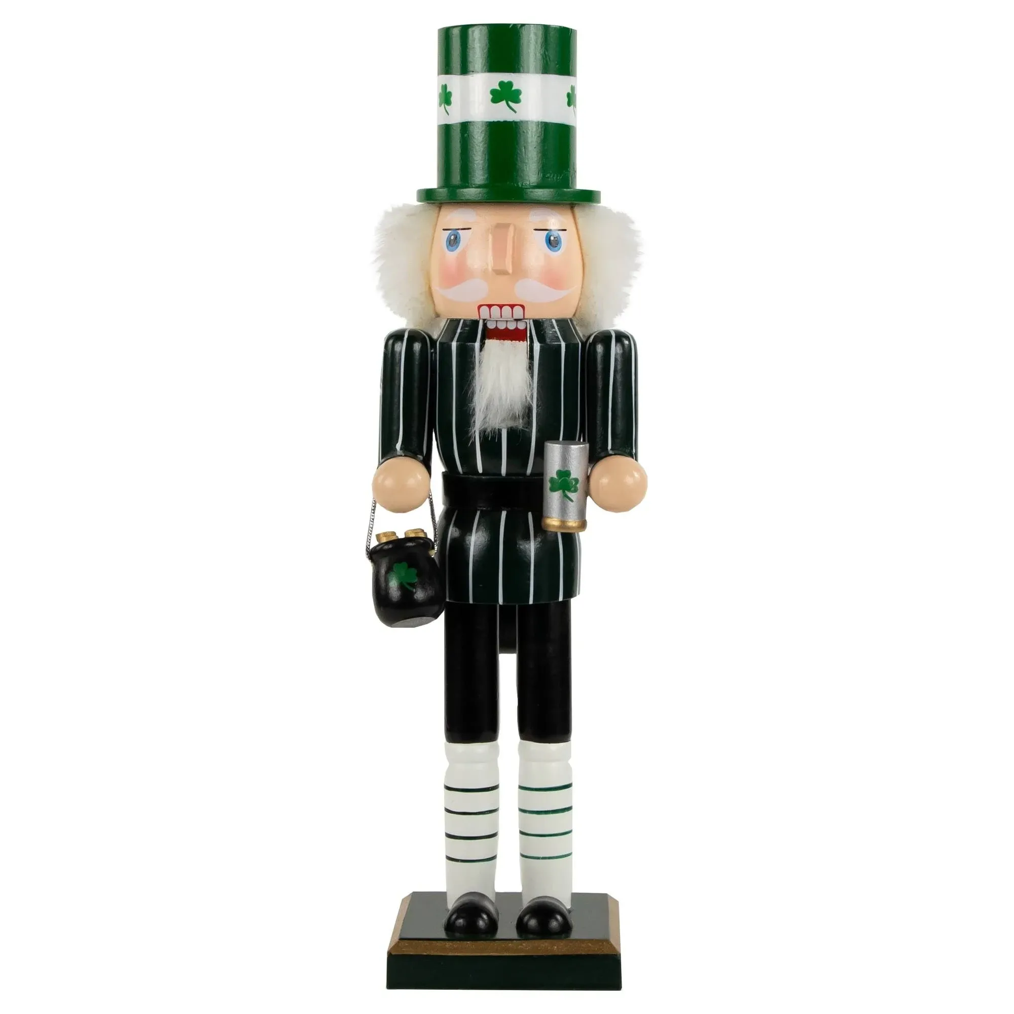 14" Green Luck of The Irish Leprechaun Wooden Christmas Nutcracker