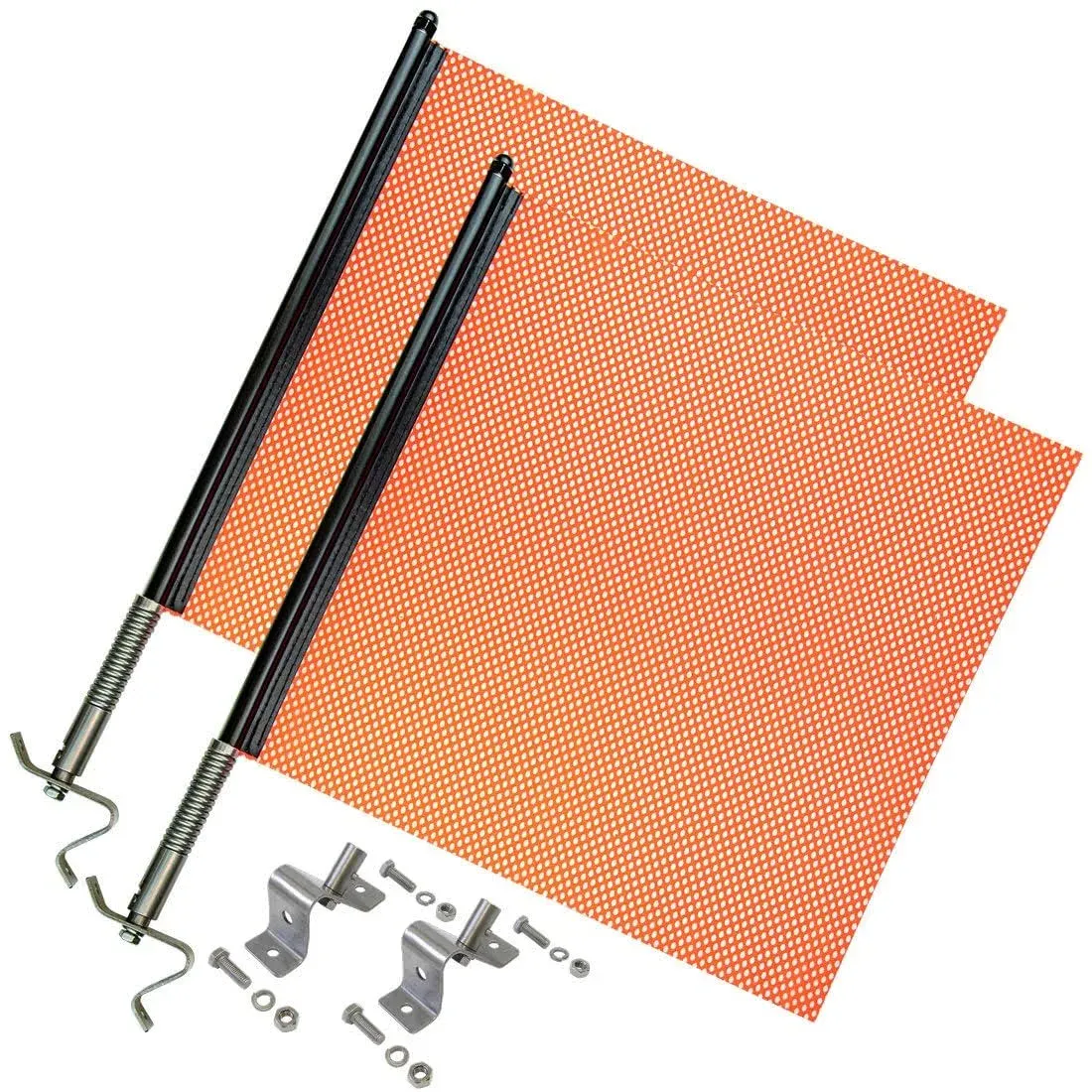 VULCAN Spring Warning Flag Kit - Universal Mounting Bracket - 18&#034;, 2 Pack - Mesh