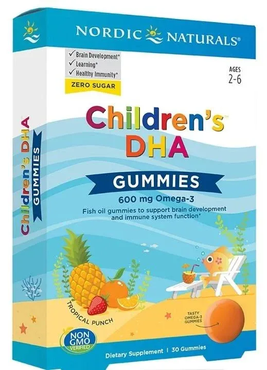 Nordic Naturals Children's DHA Omega-3, 600 mg, Gummies, Tropical Punch - 30 gummies