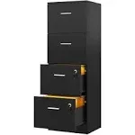 Moasis 51"H 4 Drawers File Cabinet Lockable Vertical Storage Cabinet for Home Office - Black