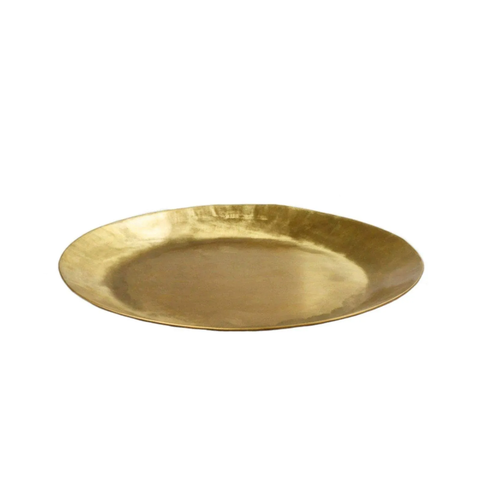 Serene Spaces Living Antique Round Raw Brass Tray, 12" Diameter and 0.75" Tall