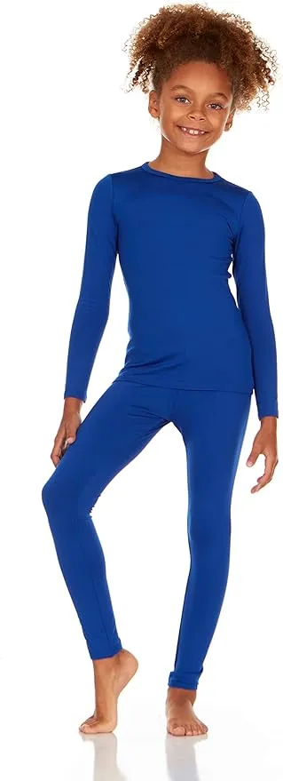 Thermajane Thermal Underwear for Girls Long John Set Kids (Royal Blue, X-Small ...