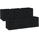 Pomatree 13x13x13 Storage Cube Bins - 6 Pack | Large and Sturdy, Dual Plastic Handles | Cube Storage Bins | Foldable, Closet and Storage Fabric Bin