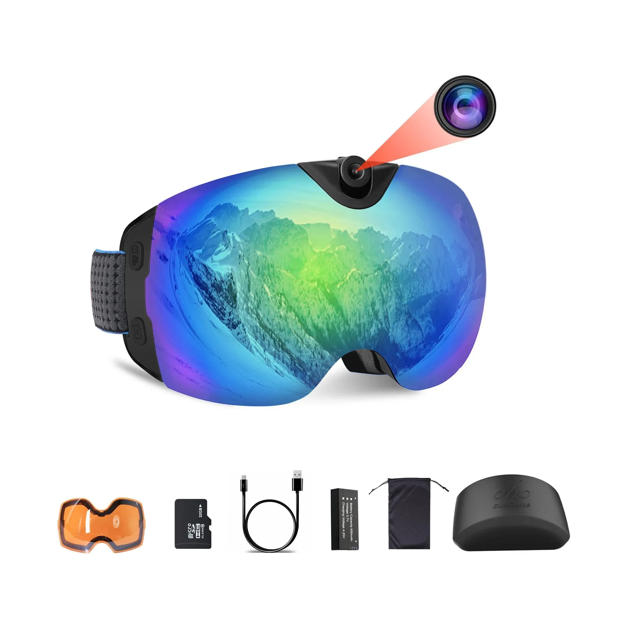 OhO 4K Smart Ski Goggles, WiFi Camera Snowboard Goggles with UV Protection, Anti Fog (Men/Women)