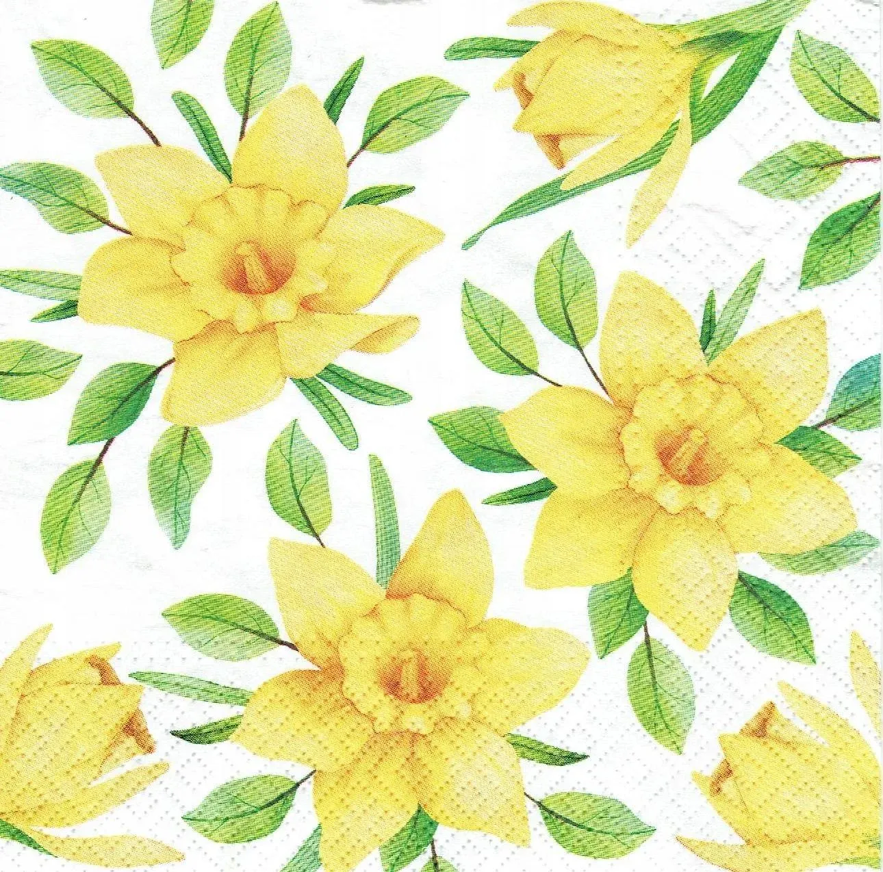 Daffodils in Bloom Paper Lunch Napkins Yellow Spring Flowers 40pcs