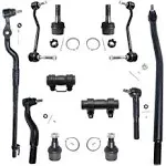 Detroit Axle - 12 Piece Complete Front Suspension Kit - All (4) Ball Joint (2) Sway Bar (4) Tie Rod (2) Adjustment Sleeve for 2000-2005 Excursion 4x4