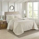 Ashley | Glen 3 Piece Reversible Full/Queen Bedspread Set, Cream | Realry