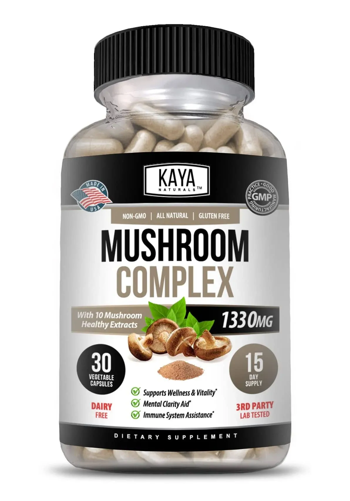 Kaya Naturals Premium Mushroom Complex Potent | Organic Mushroom Supplement ...