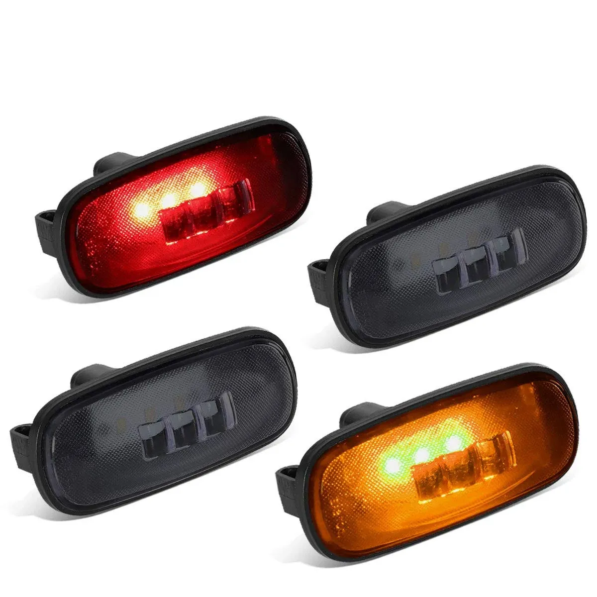 DNA Motoring FENDL-DRAM02-SM 4pcs Smoked Lens Dually Fender LED Side Marker Light ...