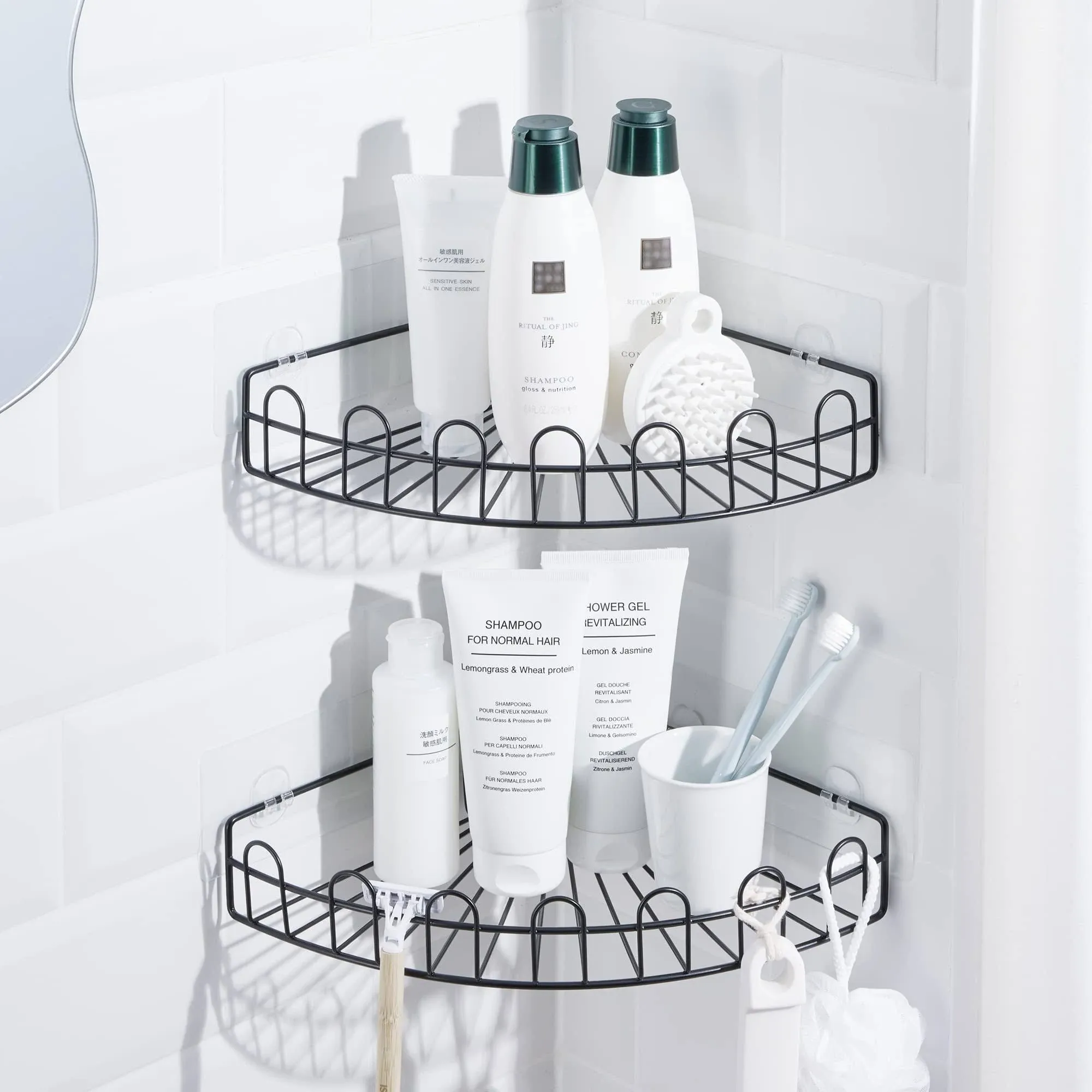 KINCMAX Corner Shower Caddy, Rustproof SUS304 Stainless Steel, Adhesive Wall ...