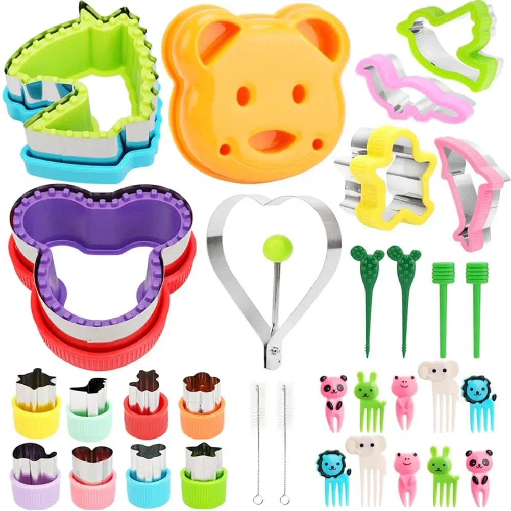 Sandwich Cutter and Sealer Set 32 Pcs Cookie Mold Fruit Vegetable Cutter Shapes for Boys Girls Home Kitchen DIY Accessories