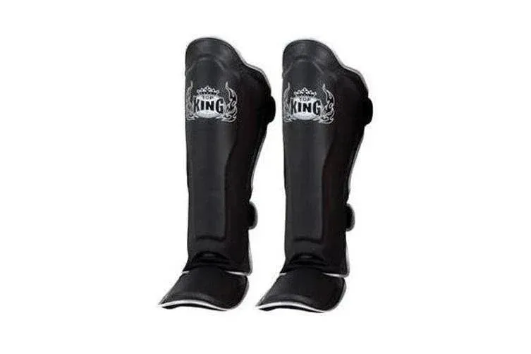 Top King New Pro Leather Shin Guards for Muay Thai