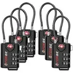 TSA Approved Cable Luggage Locks, 6 Pack, Easy Read Dials with Black 6 Pack