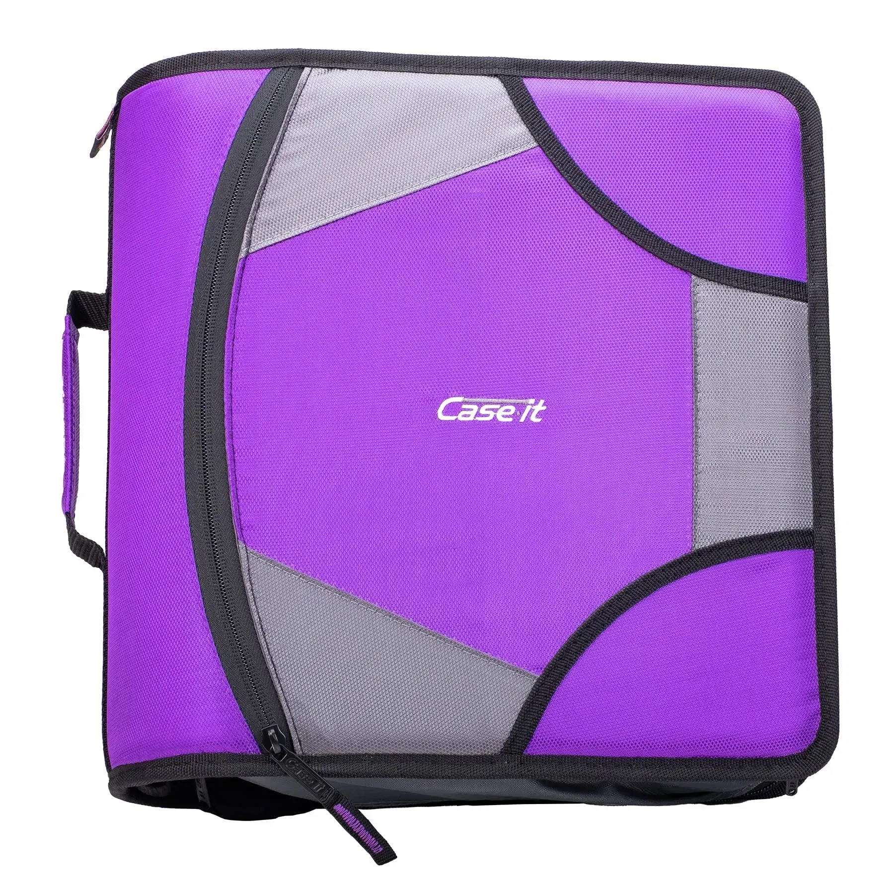 Case It King Size Mighty Zip Tab Binder - 3 Rings, 4" Capacity, 11 x 8.5, Purple