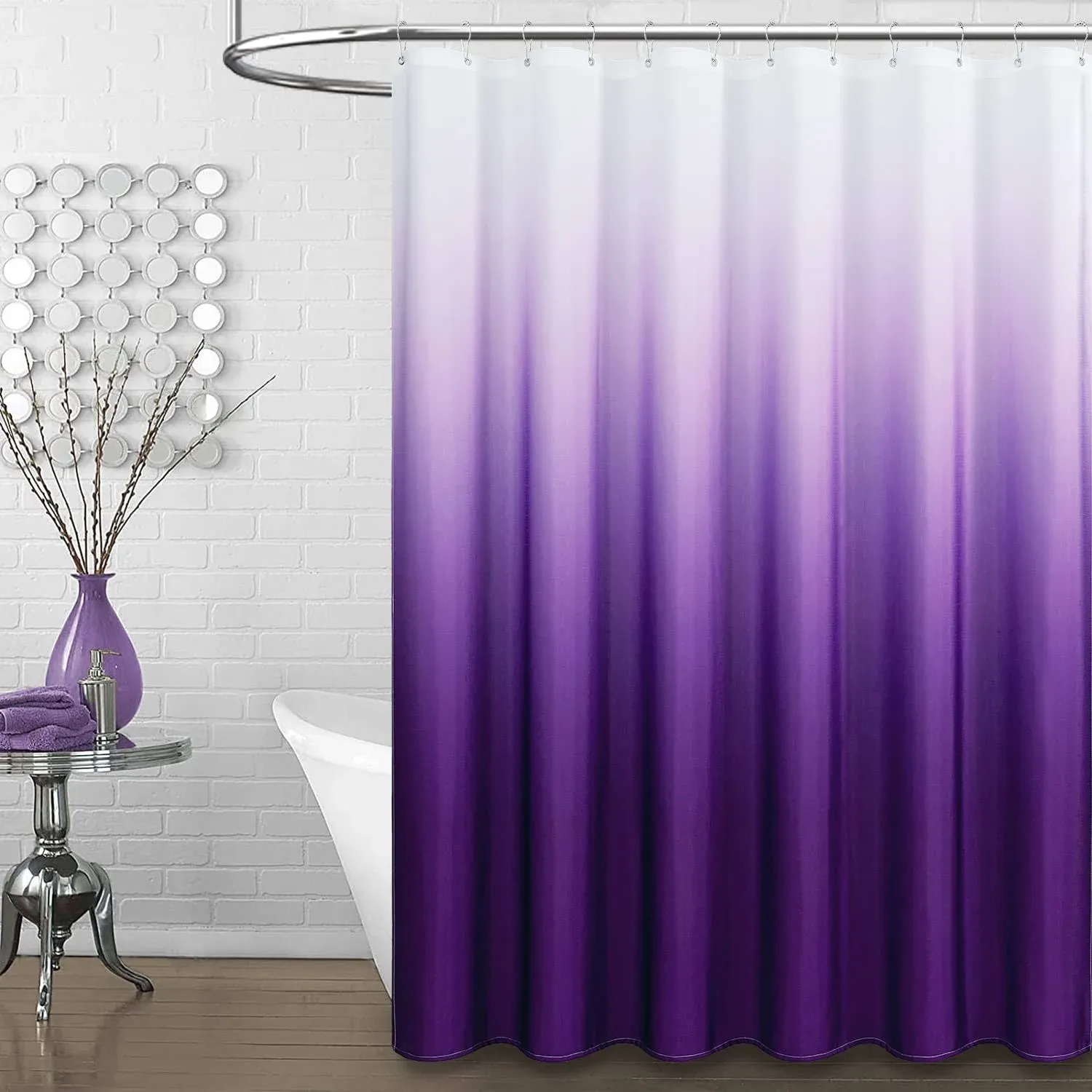 BTTN Extra Long Fabric Shower Curtains, 72'' x 84'' inch Long Ombre Linen ...