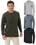 Real Essentials 3 Pack: Men's Cotton Short & Long Sleeve Henley T-Shirt Performance Activewear (Available in Big & Tall)