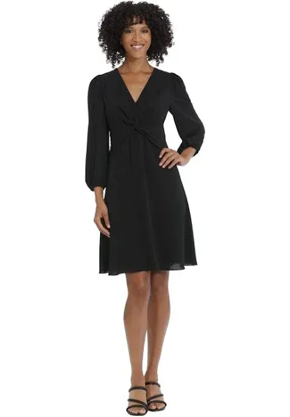 Maggy London Twist Front Fit & Flare Dress in Black