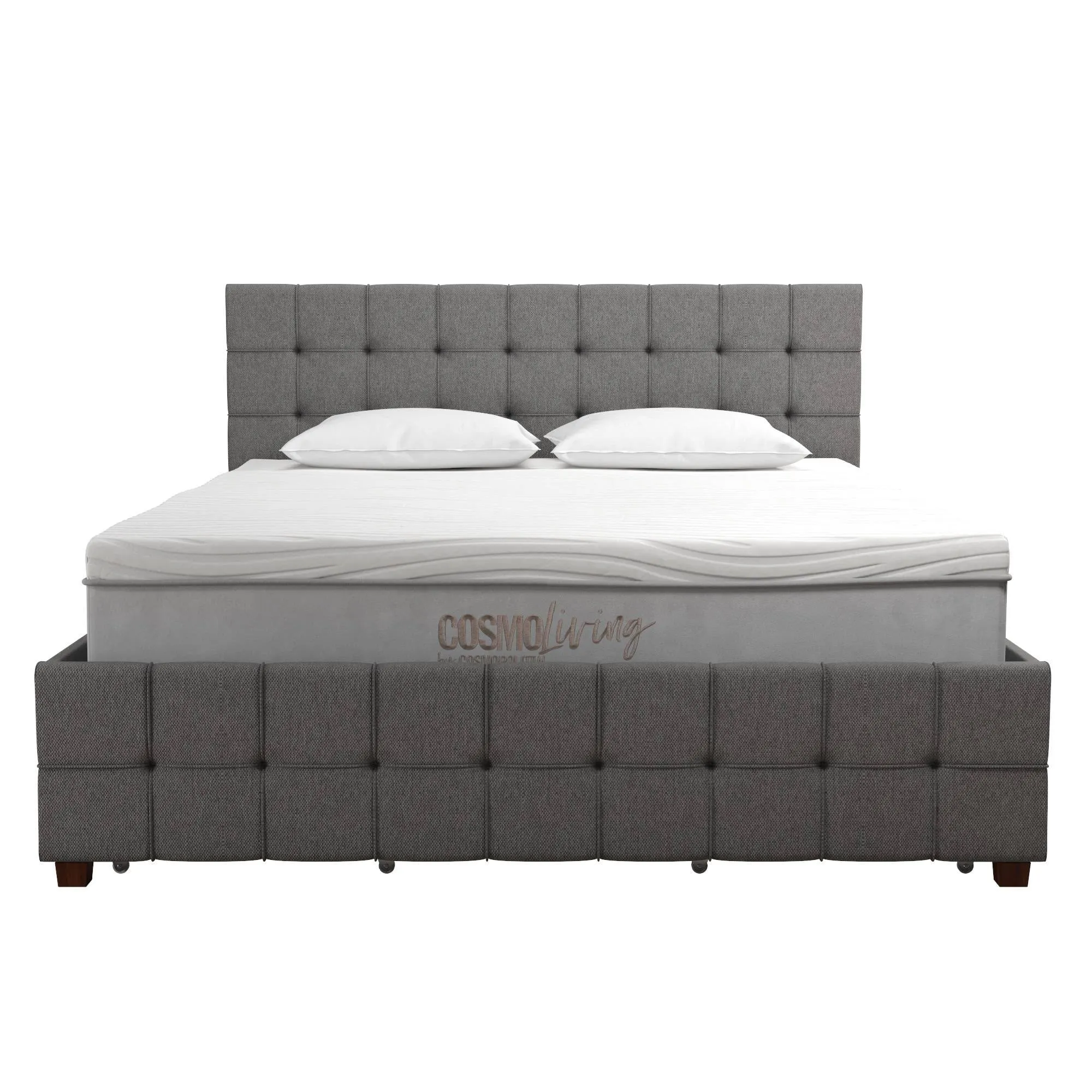 CosmoLiving by Cosmopolitan Elizabeth Upholstered Bed with Storage Full Light ...