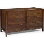 Walker Edison 57" Classic Solid Wood 6 Drawer Dresser Walnut