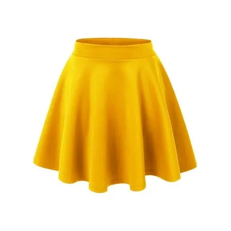 Made by Johnny Mbj WB211 Womens Basic Versatile Stretchy Flared Skater Skirt M Yellow, Women's, Size: Medium