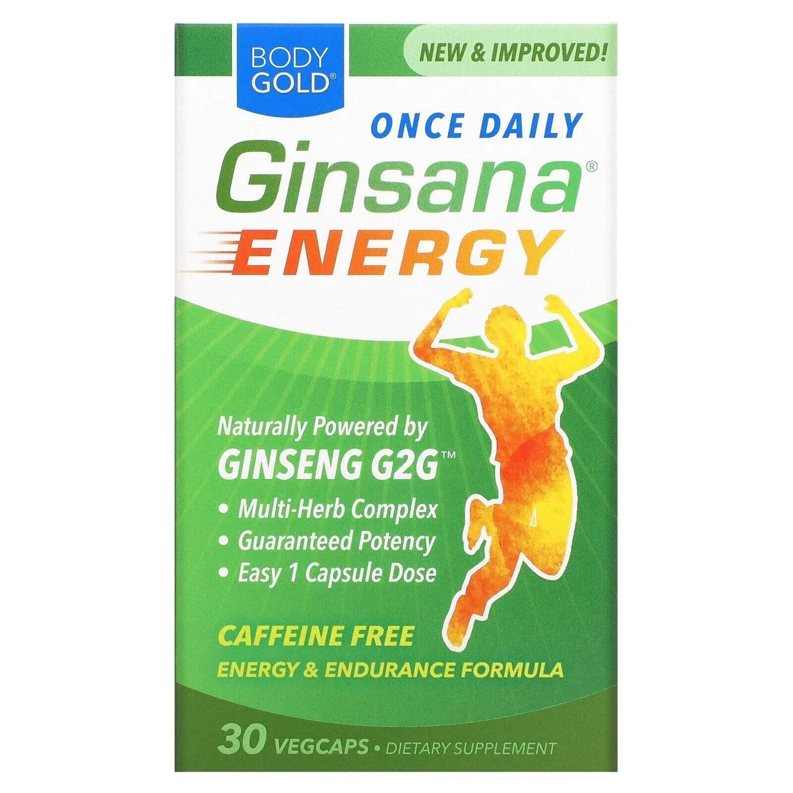 BodyGold Ginsana Energy Caffeine Free 30 VegCaps