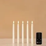 Set of 10 Daily Timer Flameless LED Ivory 10" Taper Candles with Realistic Black Wick, Daily Timer Remote Control and 20 AA Batteries, Candle Holders NOT Included