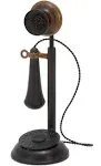 Deco 79 Metal Telephone Decorative Vintage Style Sculpture with Tiered Base and Coil Wire Detailing, 5" x 5" x 13", Black