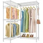 VIPEK L4 Garment Rack L Shaped Clothes Rack for Corner, Freestanding Portable Wardrobe Closet Heavy Duty Clothing Rack with 3 Hanging Rods & 2 Side Hooks, 43.3"Lx29.1"Wx76.4"H, Max Load 810LBS, Black