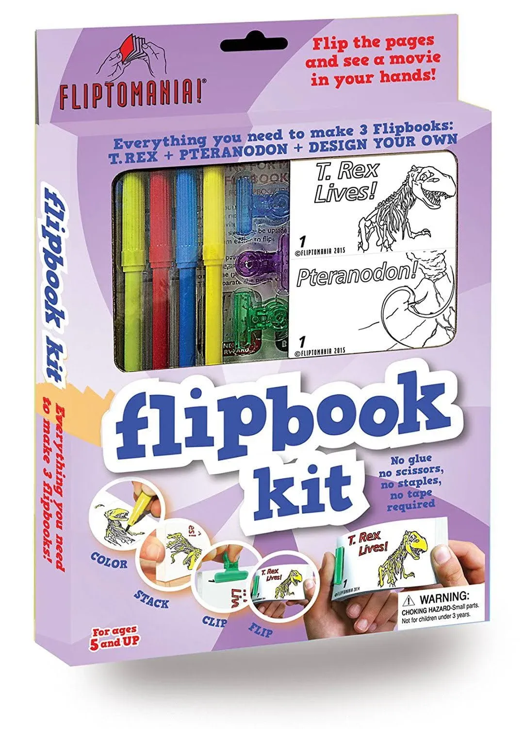 Fliptomania Flipbook Kit - Dinosaurs , T Rex , Pteranodon, and Make your own NIB