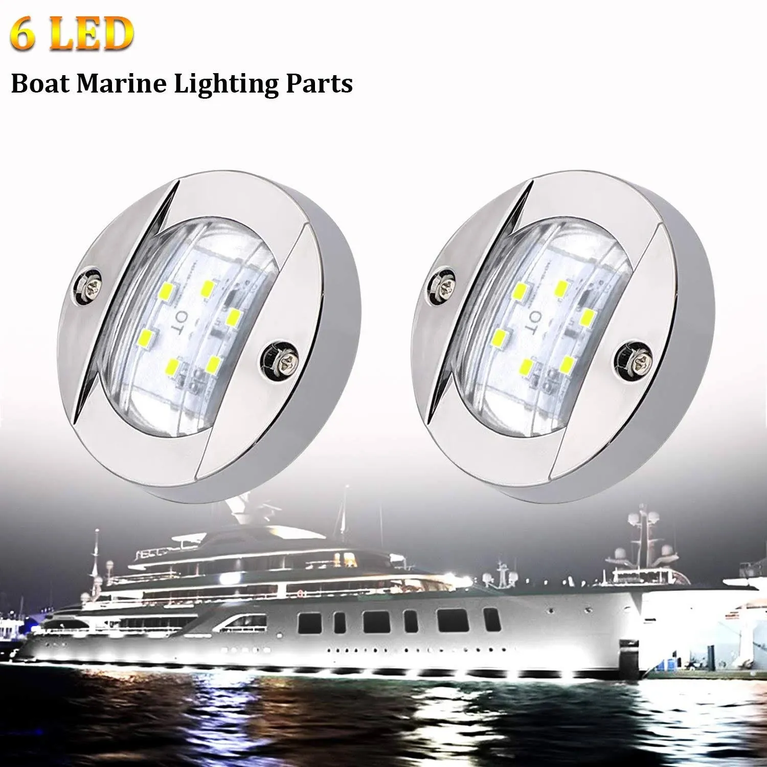 3&#039;&#039; Marine Boat Interior LightsRound 12V Waterproof Deck LED Courtesy LightWh...