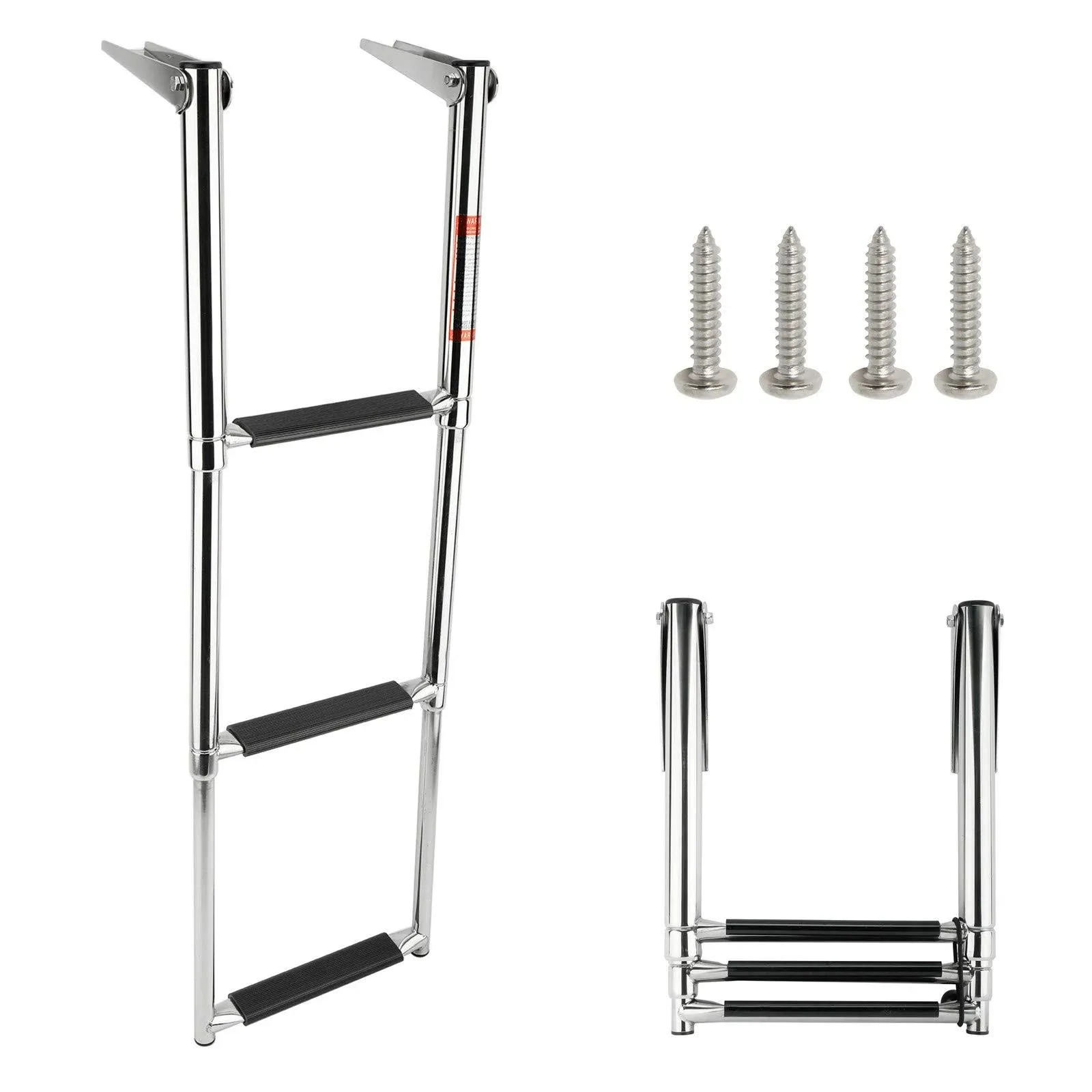 3 Step Boat Ladder,304 Stainless Steel Folding Dive Ladder,Telesco<wbr/>ping Dock Ladd